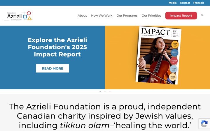 Homepage of azrielifoundation.org
