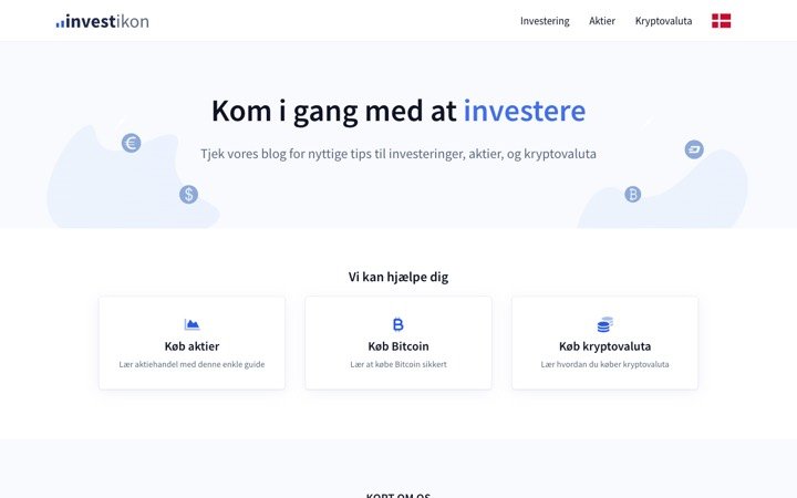 Homepage of investikon.dk