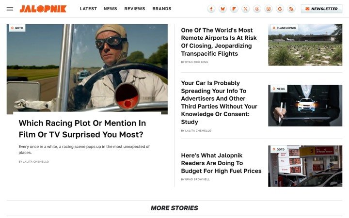 Homepage of jalopnik.com